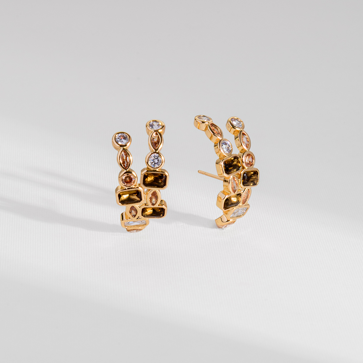 BRINCO DUPLO NUANCES MARROM DOURADO